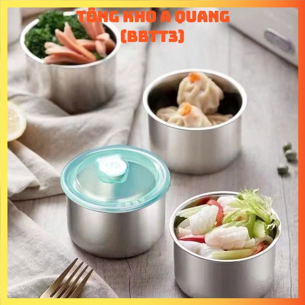 Hộp Đựng Thực Phẩm Tròn Inox 304 Không Gỉ Có Nắp Đậy Bảo Quản Thực Phẩm Tiện Lợi,  HỘP ĐỰNG ĐỒ ĂN - 