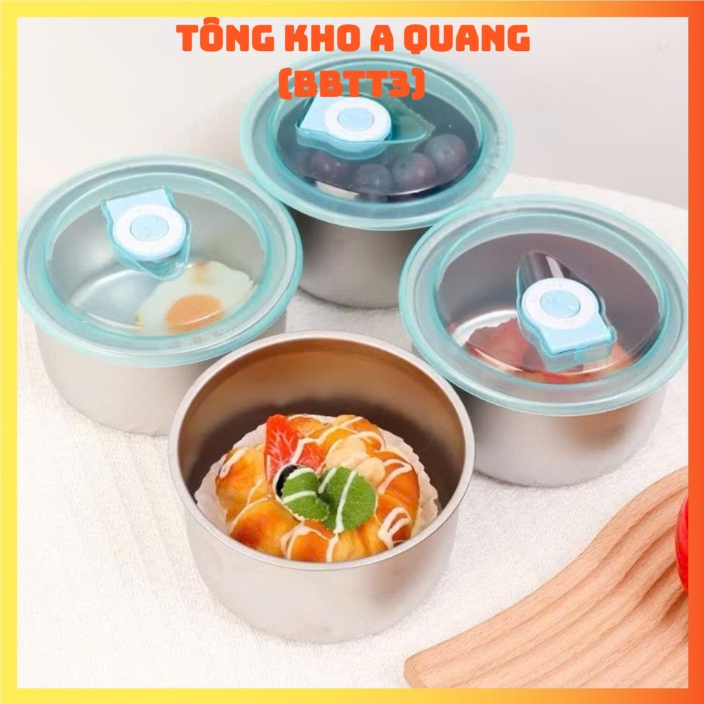 Hộp Đựng Thực Phẩm Tròn Inox 304 Không Gỉ Có Nắp Đậy Bảo Quản Thực Phẩm Tiện Lợi,  HỘP ĐỰNG ĐỒ ĂN - 
