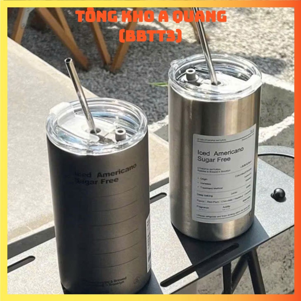 BÌNH NƯỚC LATTE 650ML,  Ly Giữ Nhiệt Americano 650ML Inox 304 Kèm Ống Hút: BINHGIUNHIET