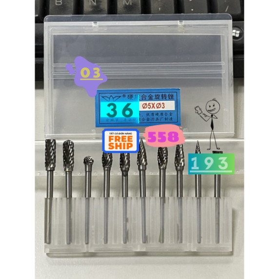 Bộ mũi mài phá tổng hợp 3x5 JINYINGPAI, Bộ mũi mài hợp kim tổng hợp 3x5 JINYINGPAI,