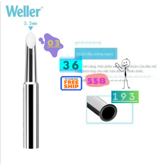 Mũi hàn Weller Mxtcc  Weller Mxtcc Đầu Hàn 60 độ Wsd71 Wp70