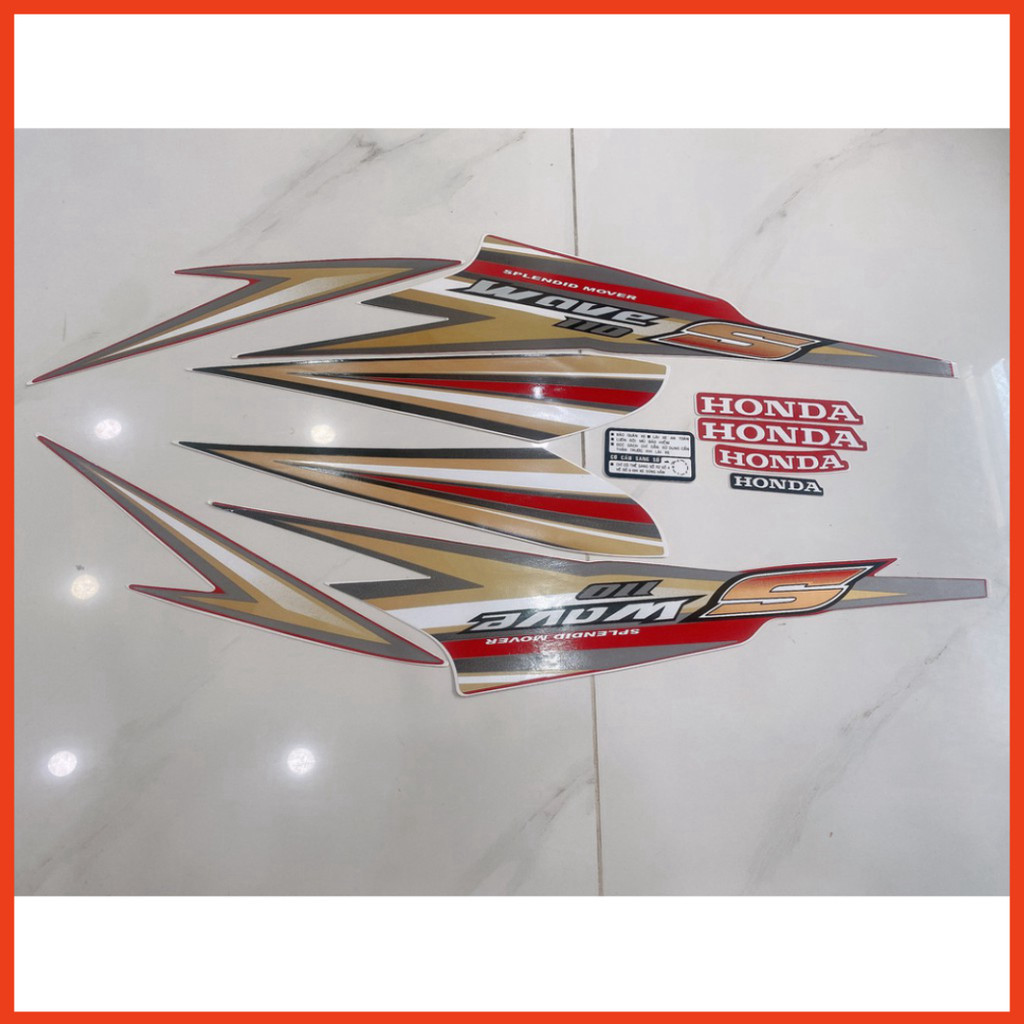 Trọn bộ tem rời dán xe máy 3 lớp Honda Wave S 110 đời 2009 màu đỏ