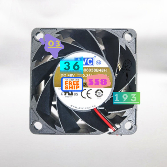 Quạt Làm Mát AVC  48V 0.35A 6Cm/Cm AVC 2b06038b48h