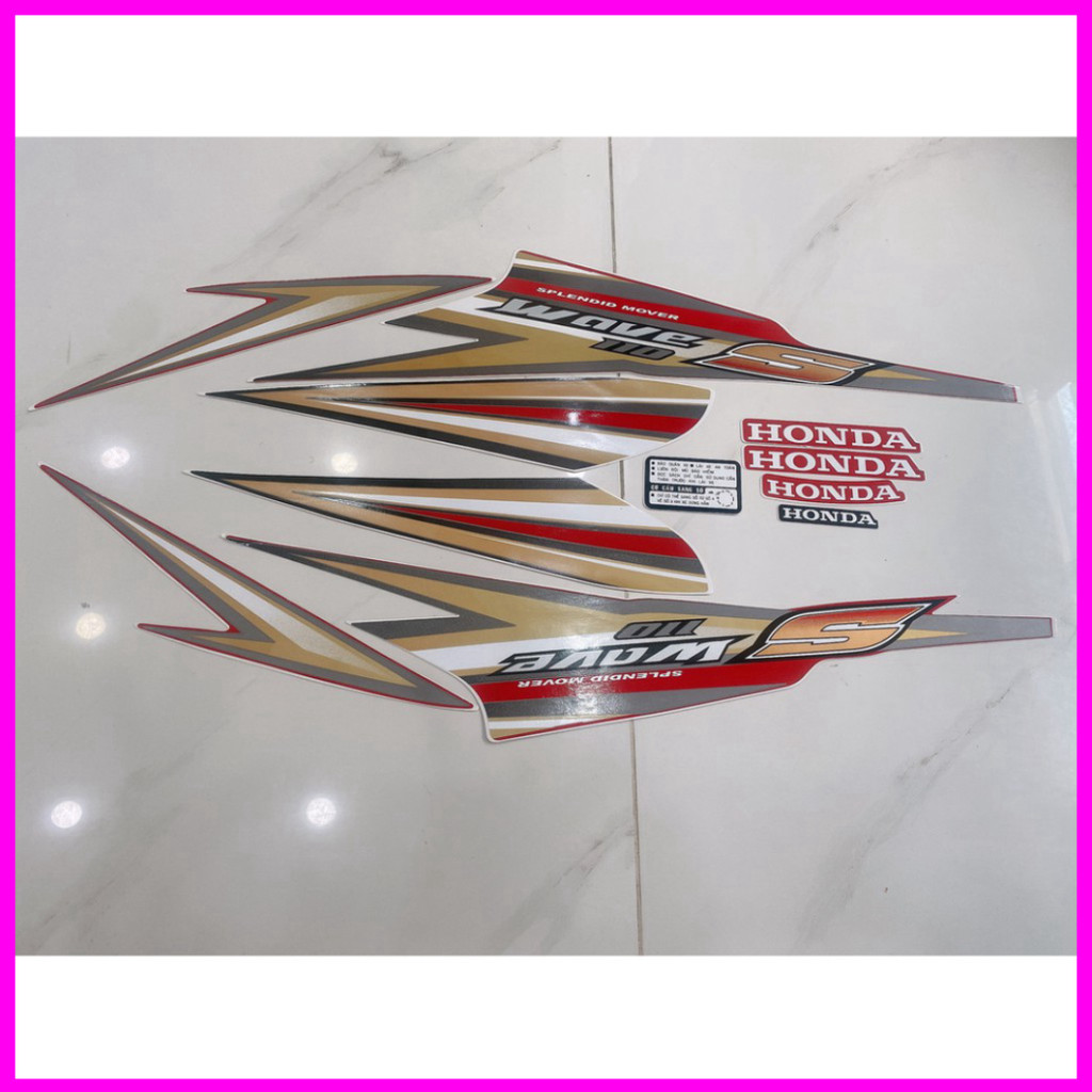 Trọn bộ tem rời dán xe máy 3 lớp Honda Wave S 110 đời 2009 màu đỏ