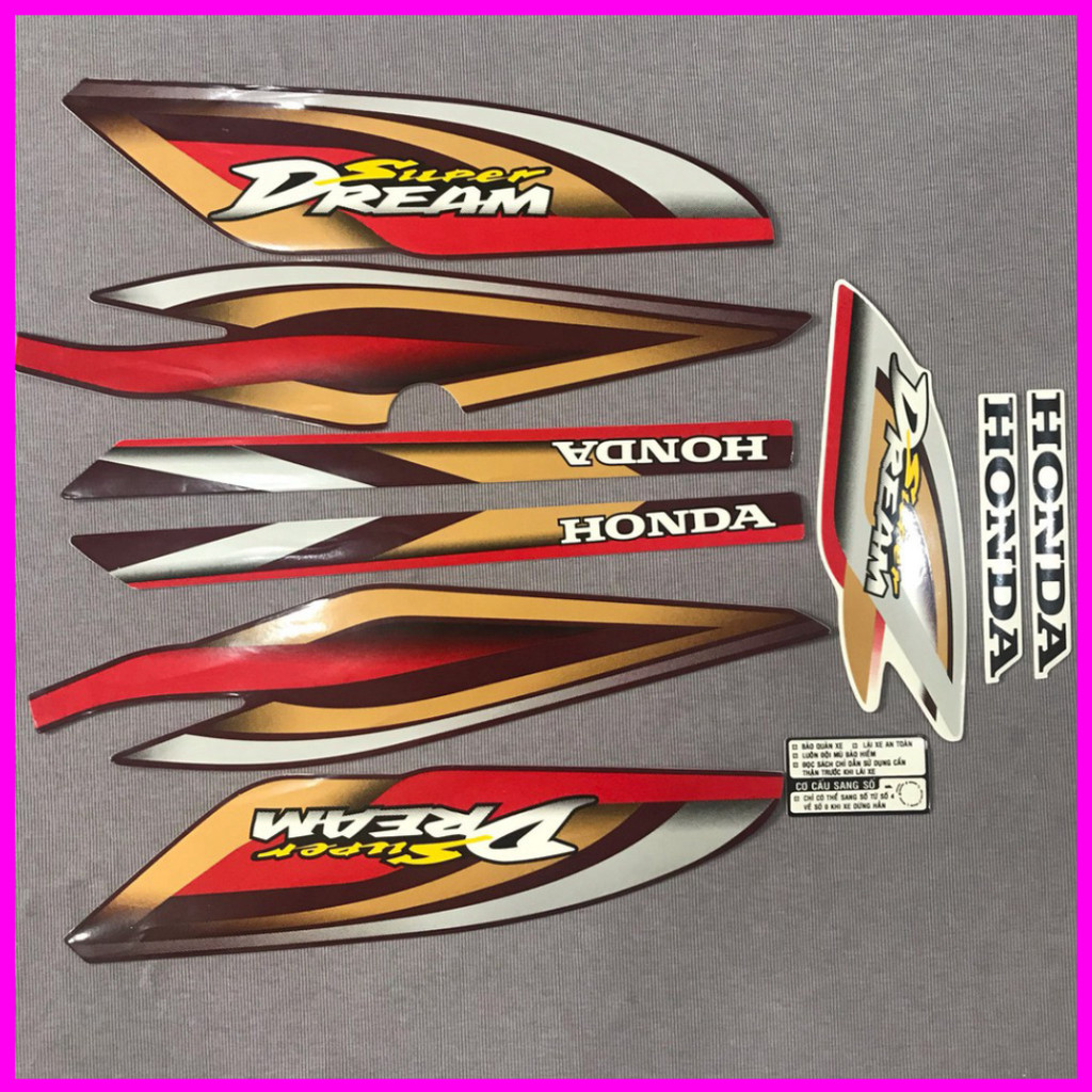 Trọn bộ tem rời dán xe máy Super Dream 2001