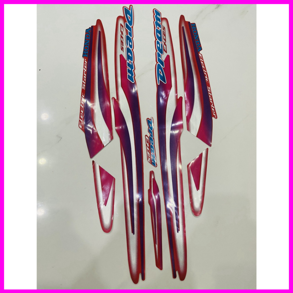 Nguyên bộ tem rời 3 lớp zin thái dán xe máy Honda Dream lùn 97 màu đỏ