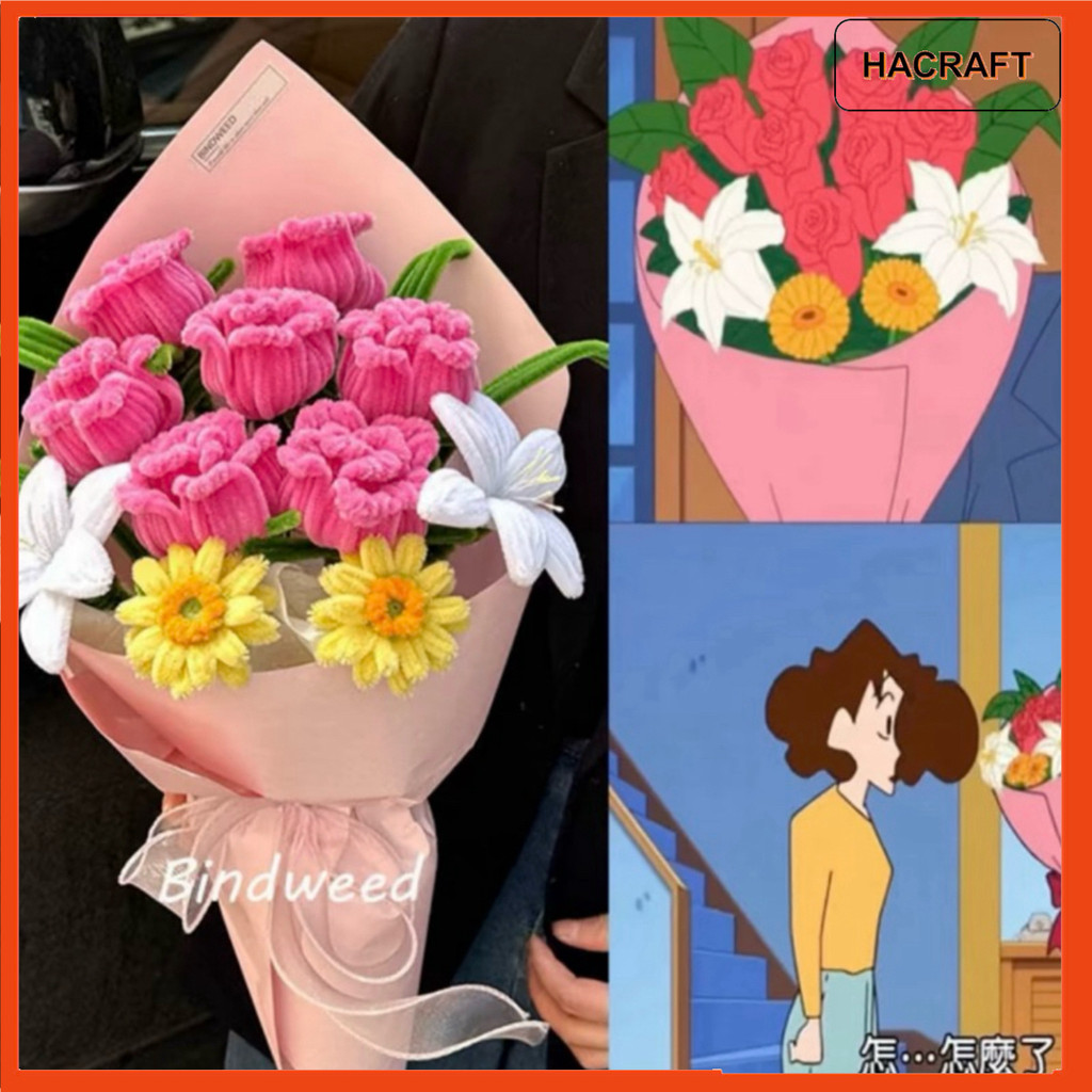 Bó hoa mà Guangzhi tặng cho Meiya, hoa kẽm nhung thủ công tự làm, gói nguyên liệu hoa hồng 520, quà 