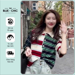 Áo Polo Nữ Taiki Họa Tiết Thời Trang Trẻ Trung Cá Tính. Áo Polo Nữ Vải Len Mongtoghi Cao Cấp The Blue Chic