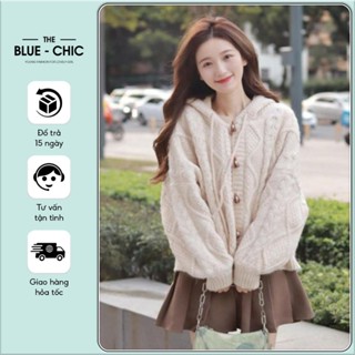Áo Len Nữ Nikaru Cardigan Crop Top Màu Trắng Có Mũ Form Rộng Phong Cách Hàn Quốc Trẻ Trung Bluechic