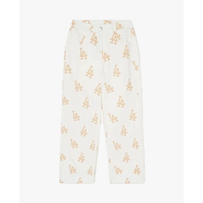 MLB - Quần jeans nữ ống rộng phối họa tiết monogram_3FDPB0141-07CRS