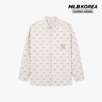 MLB - Áo sơ mi unisex cổ bẻ tay dài Monogram Jacquard_3AWSM0441-50CRS