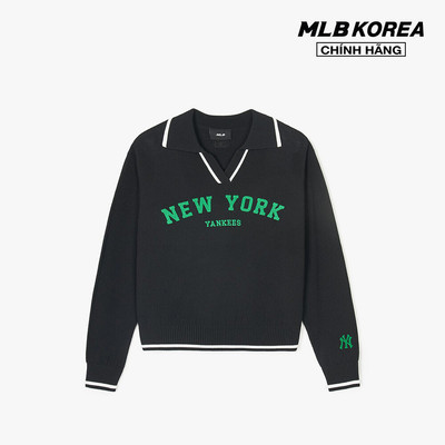 MLB - Áo sweater nữ cổ bẻ tay dài Varsity Slit Collar_3FKPV0141-50BKS