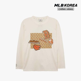   SALE TRÊN 50%  MLB - Áo thun unisex cổ tròn tay dài phom suông thời trang 3ATSM1034-43CRS 