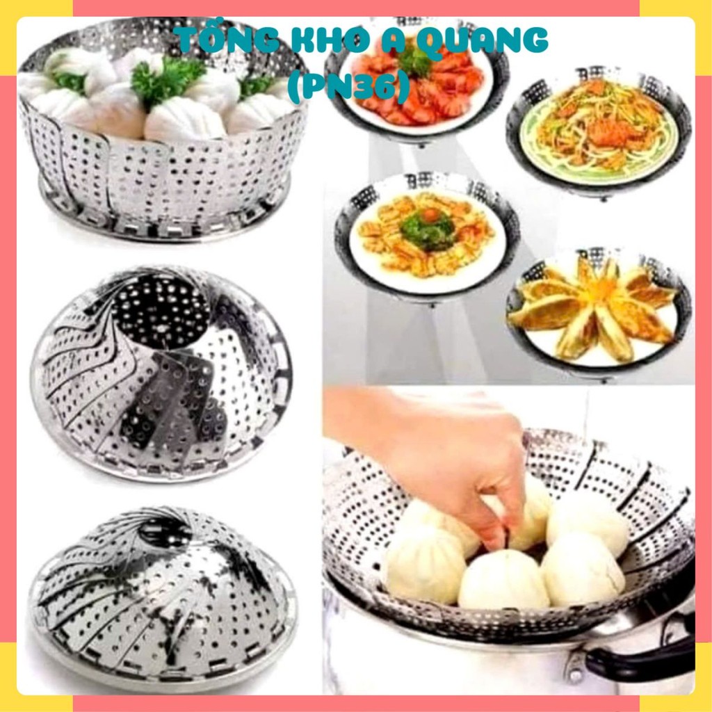 VỈ HẤP ĐỒ XÔI INOX SIZE 23, 26,  Khay Vỉ Hấp Vỉ Rổ Hấp Tròn Inox Xếp Gọn Tiện Lợi Inox Chống Rỉ Đườn