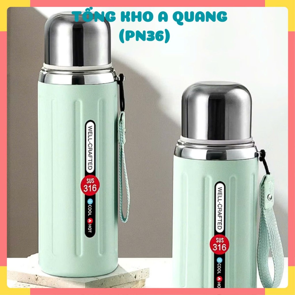 BÌNH GIỮ NHIỆT NÓNG LẠNH 800ML , Bình nuớc giữ nhiệt inox 316 ZY-013 dung tích 800ml có cốc uống kèm