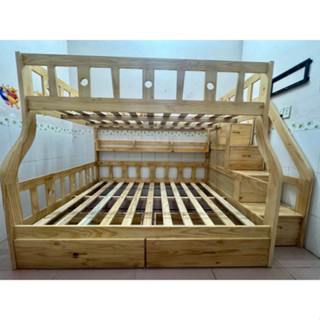 Giường Tầng Gỗ JOY 3 Tầng, Kích Thước 1m/1m2/1m4, Chất Liệu Gỗ Cao Cấp -