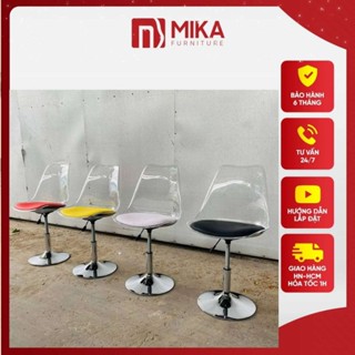 Ghế xoay nhựa acrylic tựa lưng trong suốt và đệm ngồi cao cấp, ghế xoay chân nhựa xinh xắn phù hợp mọi không gian