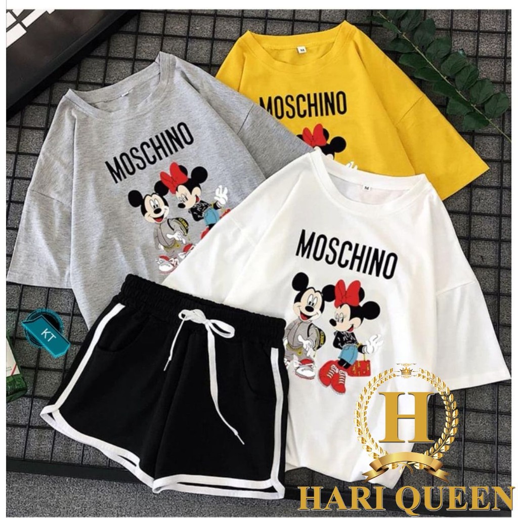 Sét áo cặp đôi mickey+ quần đùi viền HARIQUEEN