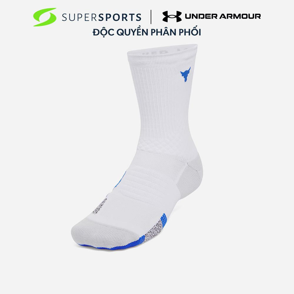 Vớ Thể Thao Under Armour Project Rock Armourdry™ Playmaker Mid-Crew - Trắng - 1376230-102