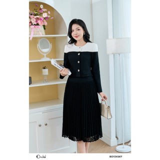 Set bộ tiểu thư dạ tweed dài tay phối chân váy  xòe Orchid - BD13X567