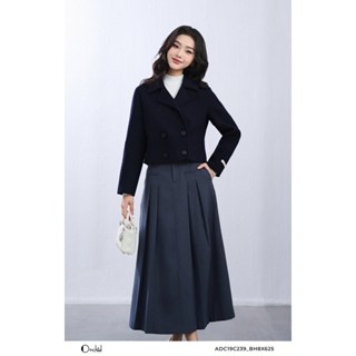 Áo khoác dạ lông cừu khâu tay dáng ngắn thiết kế cổ vest cao cấp Orchid - ADC19C239