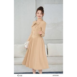 Đầm len tăm dáng xòe thiết kế cổ nơ thiểu thư Orchid - AD12X260