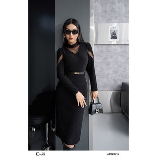 Đầm len tăm body thiết kế pha lưới tặng kèm đai Orchid - AD12B215