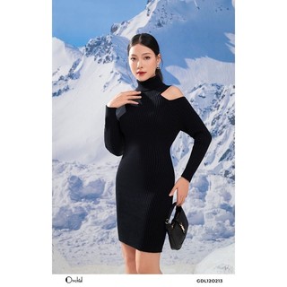Đầm len tăm body cổ cao khoét vai sang trọng Orchid GDL12O213
