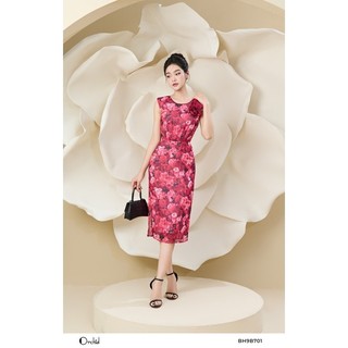 Đầm hoa sát nách dáng ôm chất tơ ánh cao câp Orchid - BH9B701