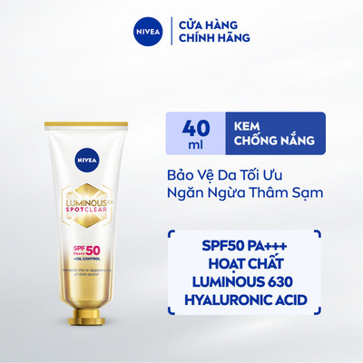 Kem Chống Nắng Dưỡng Da NIVEA LUMINOUS 630 Mờ Đốm Nâu | Ngăn Thâm Nám SPF50 PA+++ 40ml - 89581