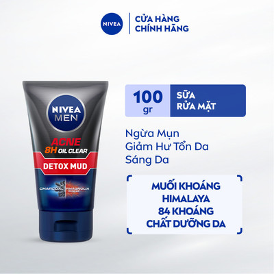 Sữa Rửa Mặt Bùn Khoáng NIVEA MEN Kiềm Dầu | Ngừa Mụn | Sạch Sâu 100g / Sữa Rửa Mặt Nam - 83940