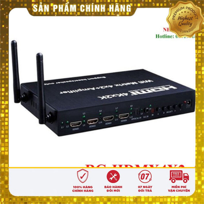 Bộ chuyển mạch HDMI Matrix 4x2 hỗ trợ wifi display, audio 5.1 B-GO BG-HDMX4X2-A cao cấp