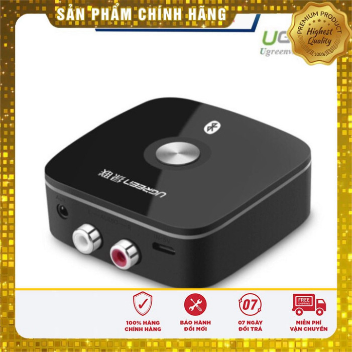 Bộ thu Bluetooth 5.1 cho loa, amly hỗ trợ cổng 3.5mm + RCA chính hãng Ugreen 40759 cao cấp