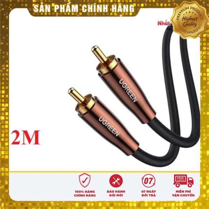 Cáp âm thanh Audio Coaxial RCA to RCA bọc Nynol dài 2M Ugreen 10190 cao cấp