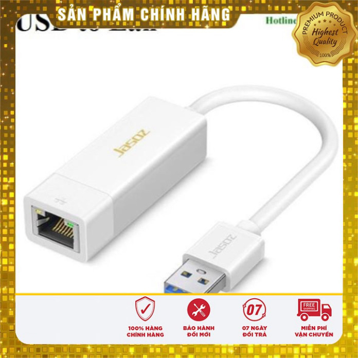 Dây chuyển đổi có chipset USB 3.0 sang RJ45 Gigabit dài 20cm, màu trắng JASOZ T-F110 cao cấp