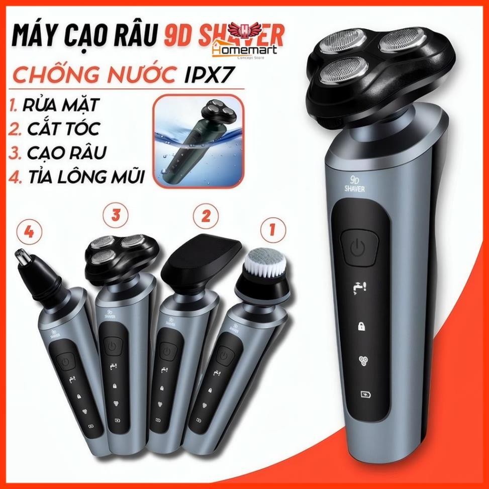 Máy cạo râu 9D SHAVER 4 in 1 cao cấp tặng kèm 6 phụ kiện
