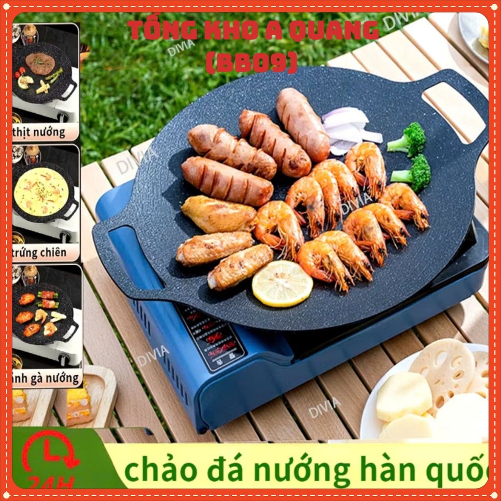 CHẢO GANG SIZE 34 , Chảo đá nướng đá chảo chống dính size 34 cm chảo đá chống dính hàn quốc chao đa 