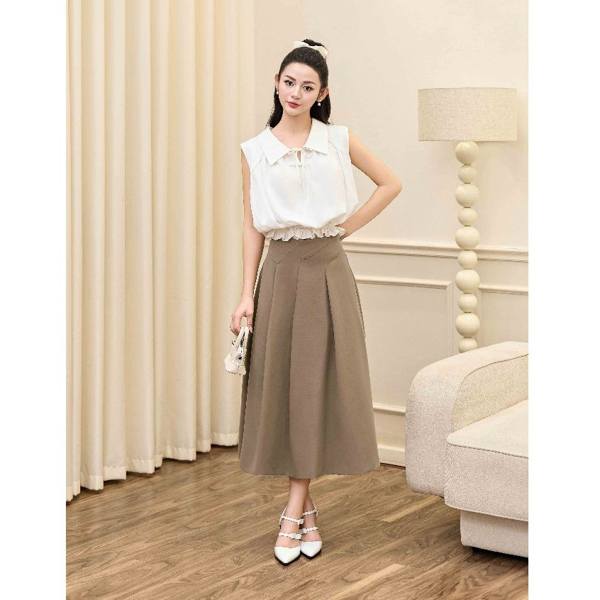 Juyp dáng dài chất kaki hàn có xếp li bản to YOONA - EH8X194