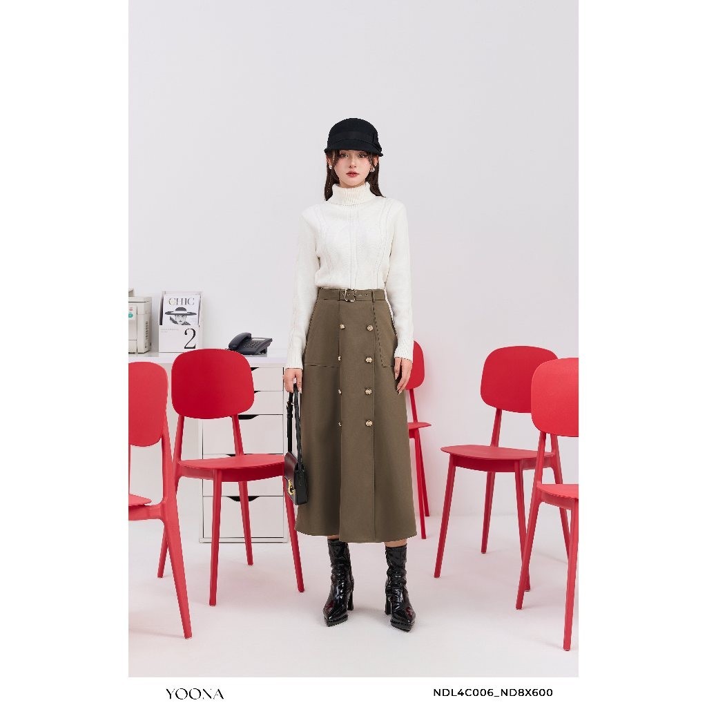 Juyp công sở dáng xòe dài chất chéo nhật phối cúc trẻ trung YOONA - ND8X600