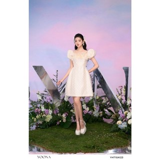 Đầm tiệc ngắn dáng A in 3D thiết kế tay phồng YOONA - YHT10A123