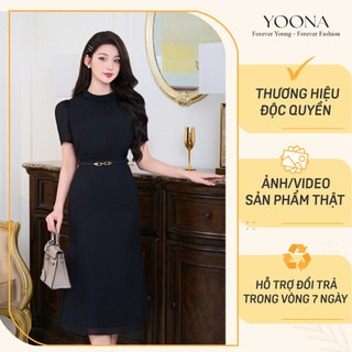 Đầm thiết kế cổ tròn tay bồng dáng đuôi cá chất voan - (kèm đai note cho shop) YOONA - NH10F395