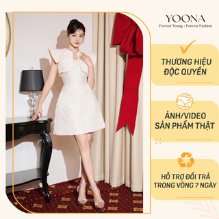 Đầm dự tiệc ngắn dáng A chất tafta trắng phối lưới vân nổi YOONA - YDT27A260