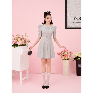 Đầm sơ mi kẻ caro dáng ngắn chữ A YOONA - YT10X024