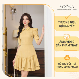 Đầm công sở dài tay dáng xòe phối tay bồng nhẹ YOONA - YD11X072