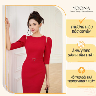 Đầm dài body phối đai chất xốp hàn chun YOONA - YD11B231