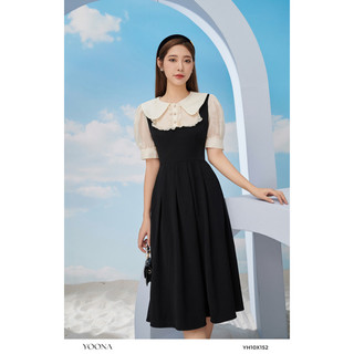 Đầm xòe dài thiết kế kiểu yếm phối sơ mi twill silk YOONA - YH10X152