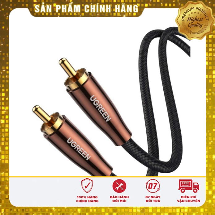 Cáp âm thanh Audio Coaxial RCA to RCA bọc Nynol dài 1M Ugreen 70684 cao cấp