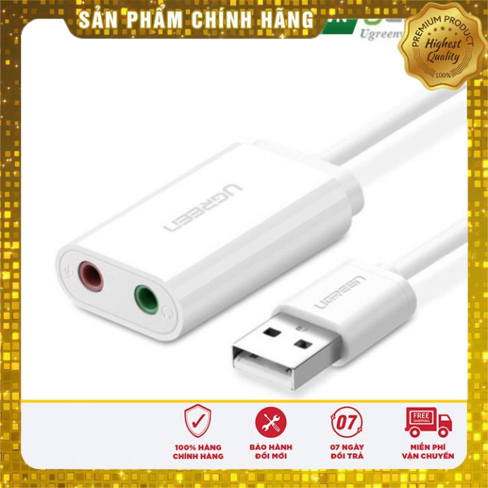 Card sound USB 2.0 to 3.5mm chính hãng Ugreen 30143