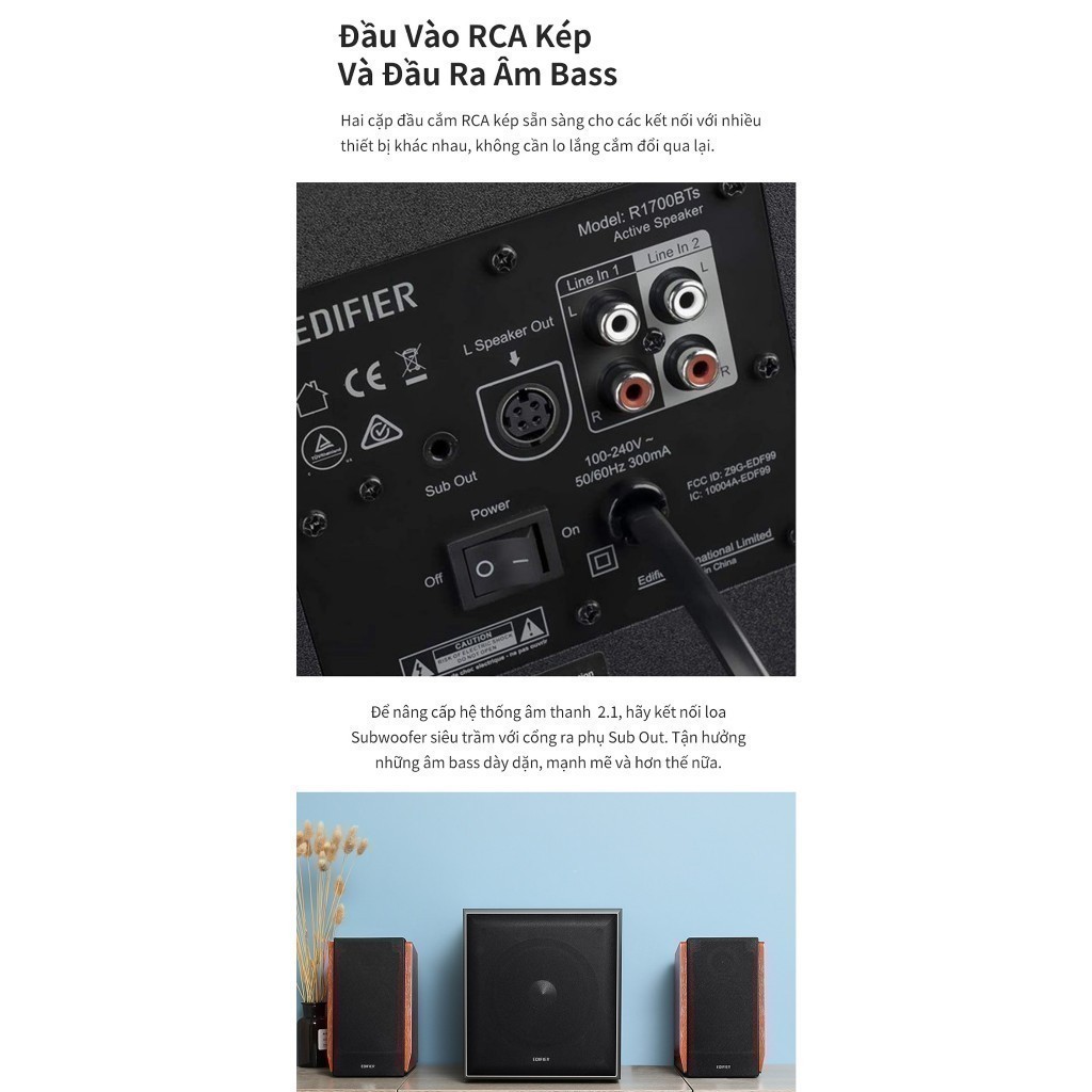Bộ Loa Bluetooth Bookshelf EDIFIER R1700BTS | Công Suất 66W | Vỏ Gỗ Chất Lượng | Đầu Vào RCA Kép | Bảo Hành 15 Tháng | BigBuy360 - bigbuy360.vn