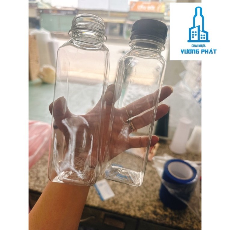 100 chai vuông miệng rộng + nắp f38